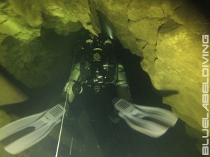 CCR CAVE DIVER inside cave